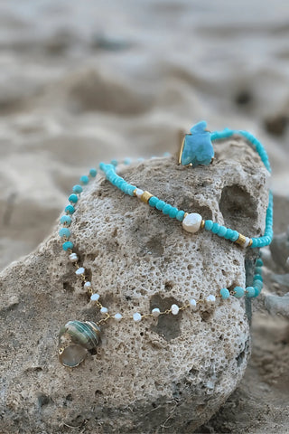 Amazonite and Pearl Shell Necklace - Amanda Marcucci 