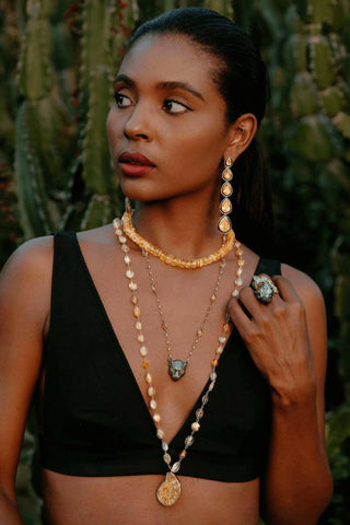 Citrine Collar with Scarab Pendant Clasp - Amanda Marcucci 