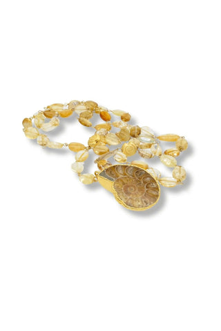 Citrine Necklace with Fossil Pendant - Amanda Marcucci 