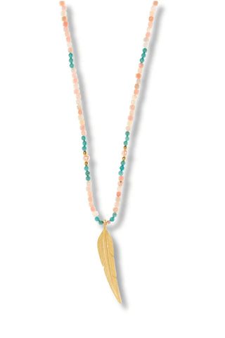 Pink & Blue Opal Feather Necklace - Amanda Marcucci 