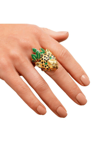 Green Enamel Leaf Ring - Amanda Marcucci 